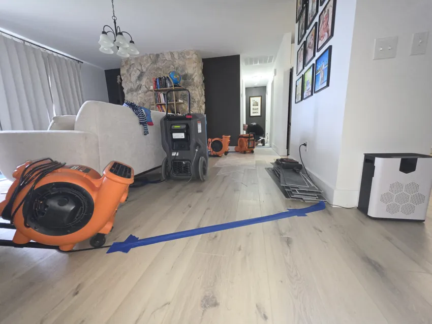 Professional drying equipment set up in a home