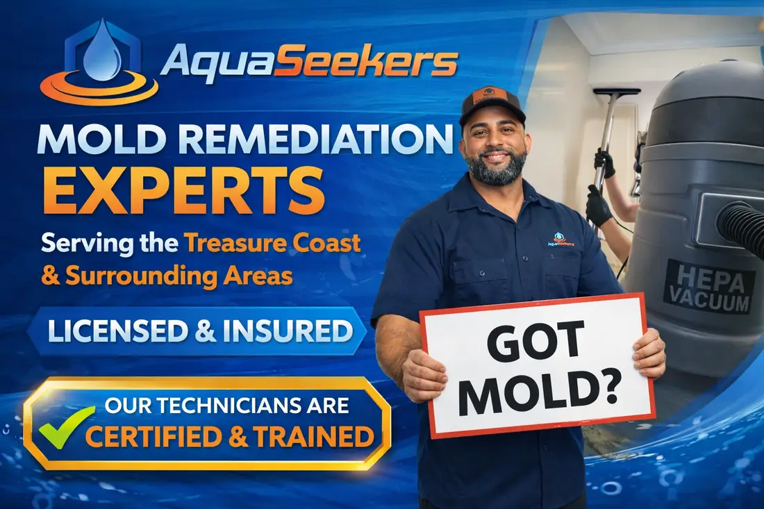 AquaSeekers mold remediation experts serving the Treasure Coast and surrounding areas